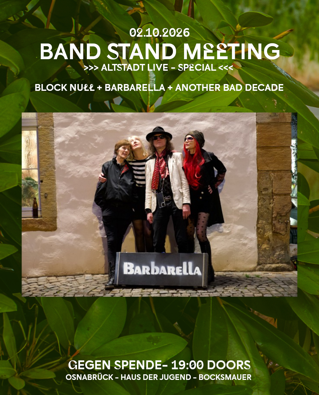 Band Stand Meeting an der Bocksmauer. Altstadt Live - Special. Grafik: Musikbüro Osnabrück