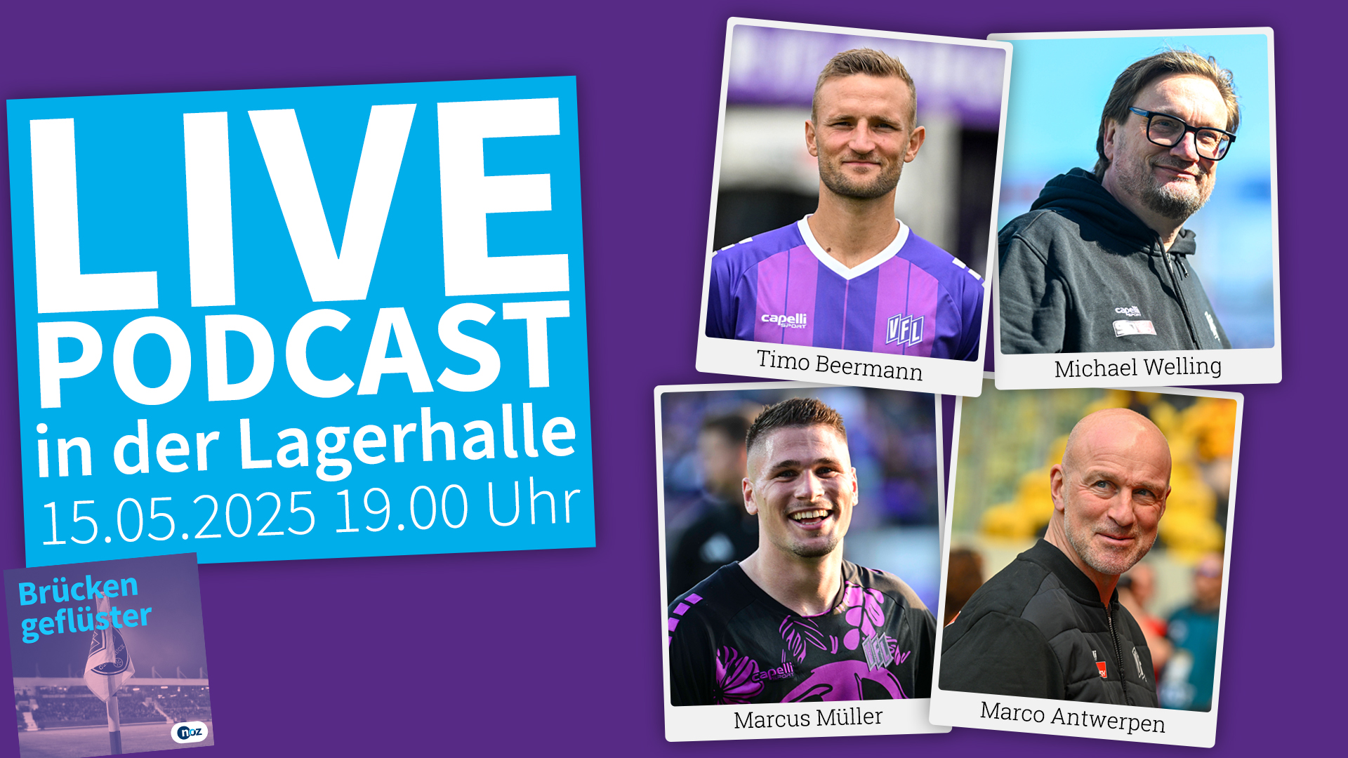 VFL-Brückengeflüster Live mit VfL-Geschäftsführer Michael Welling, Trainer Marco Antwerpen, Kapitän Timo Beermann und Stürmer Marcus Müller. Foto: NOZ